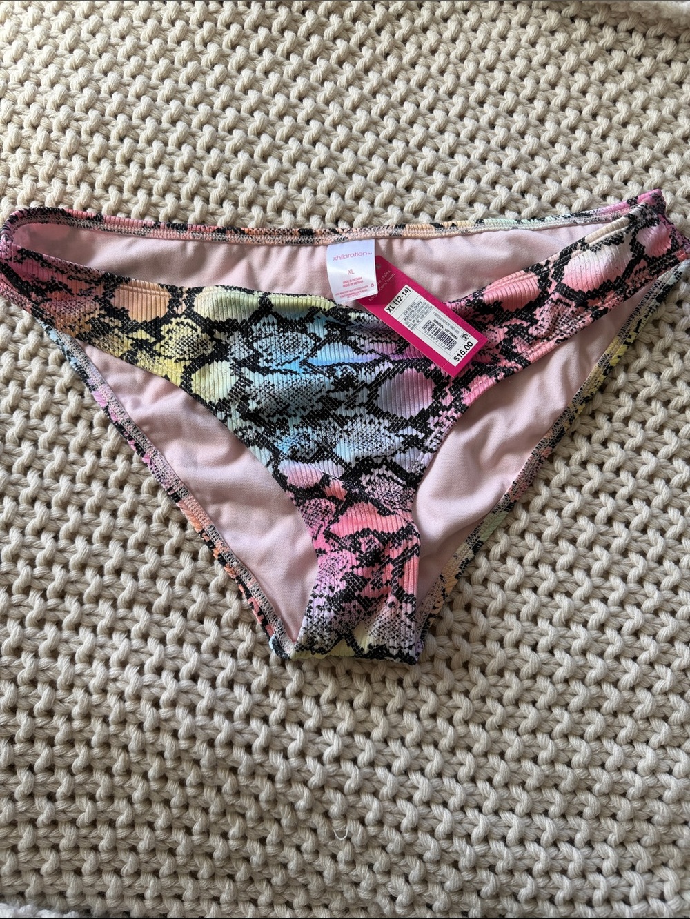 Xhilaration Multicolor Pastel Snake-Print Bikini Bottom